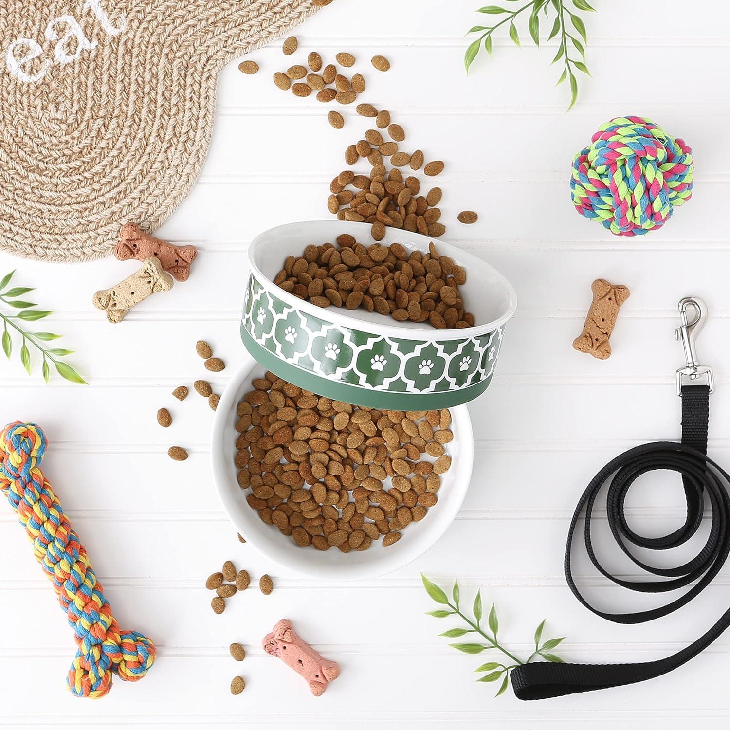imageBone Dry Lattice Collection Pet Bowl ampamp Canister Single Dish Large 75x24quot Nautical BlueHunter Green