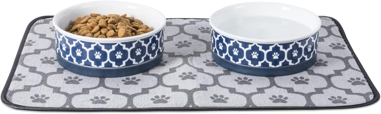 imageBone Dry Lattice Collection Pet Bowl ampamp Canister Single Dish Large 75x24quot Nautical BlueNautical Blue