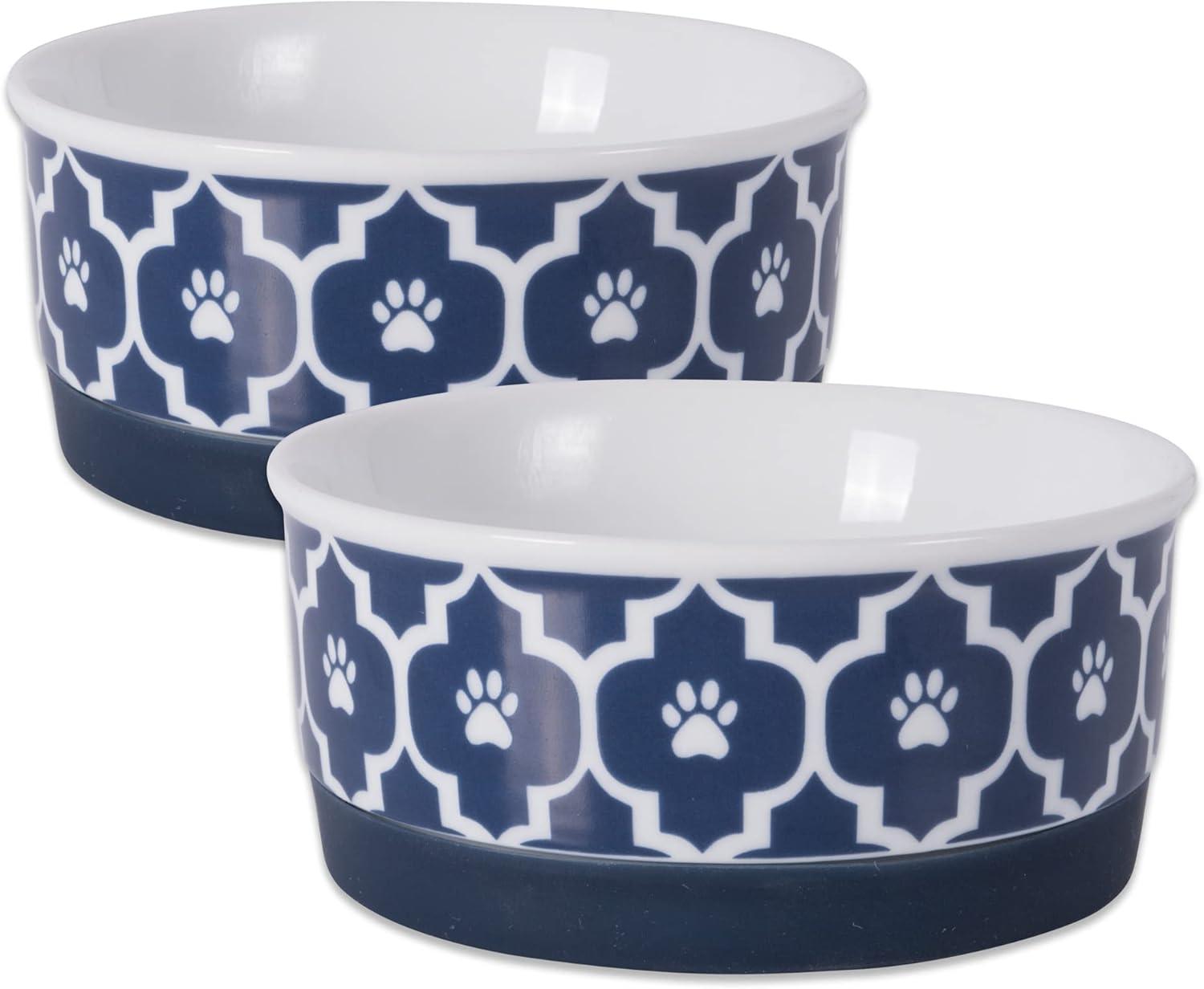 imageBone Dry Lattice Collection Pet Bowl ampamp Canister Single Dish Large 75x24quot Nautical BlueNautical Blue