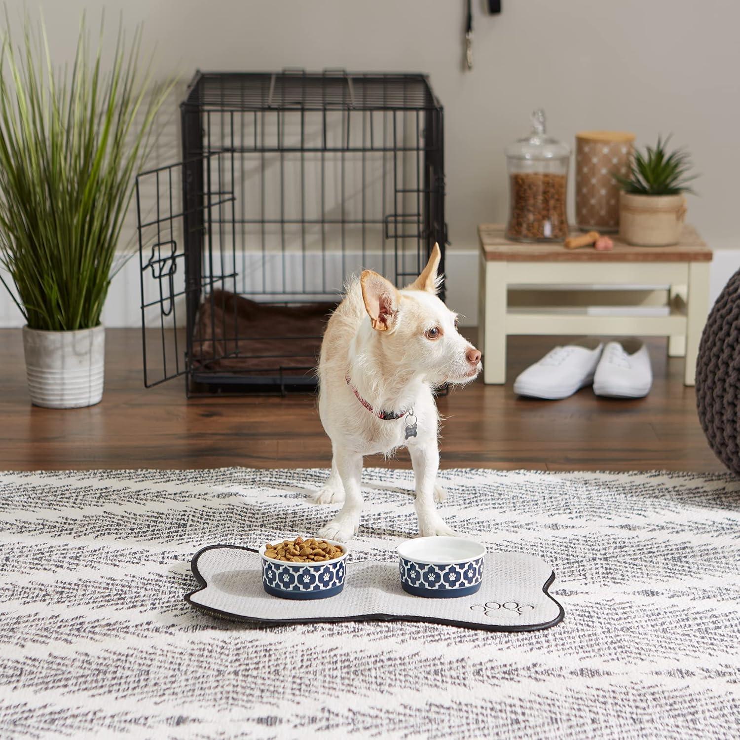 imageBone Dry Lattice Collection Pet Bowl ampamp Canister Single Dish Large 75x24quot Nautical BlueNautical Blue