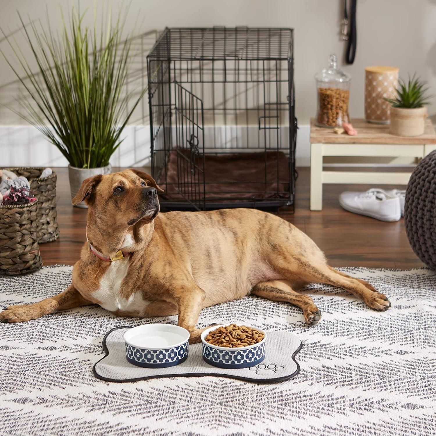 imageBone Dry Lattice Collection Pet Bowl ampamp Canister Single Dish Large 75x24quot Nautical BlueNautical Blue