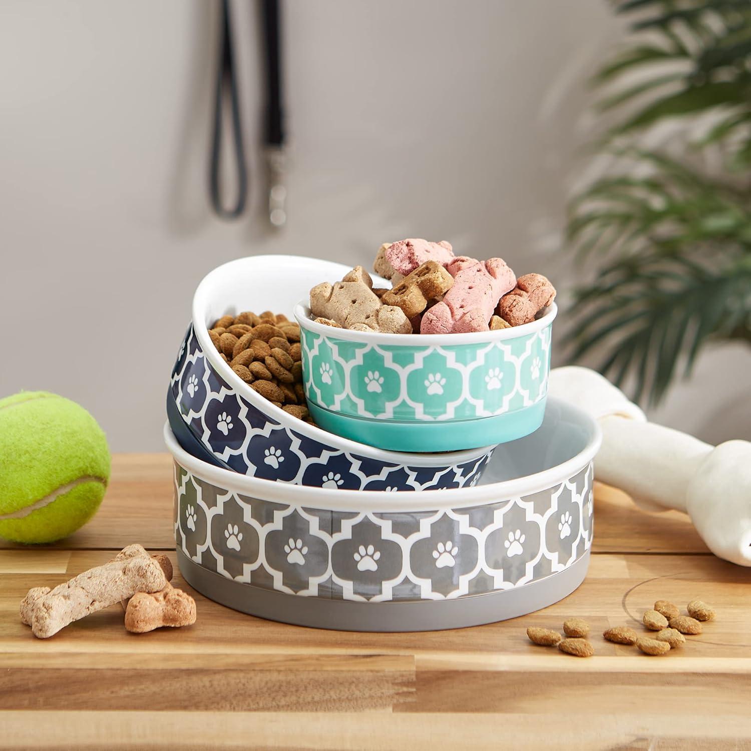 imageBone Dry Lattice Collection Pet Bowl ampamp Canister Single Dish Large 75x24quot Nautical BlueNautical Blue