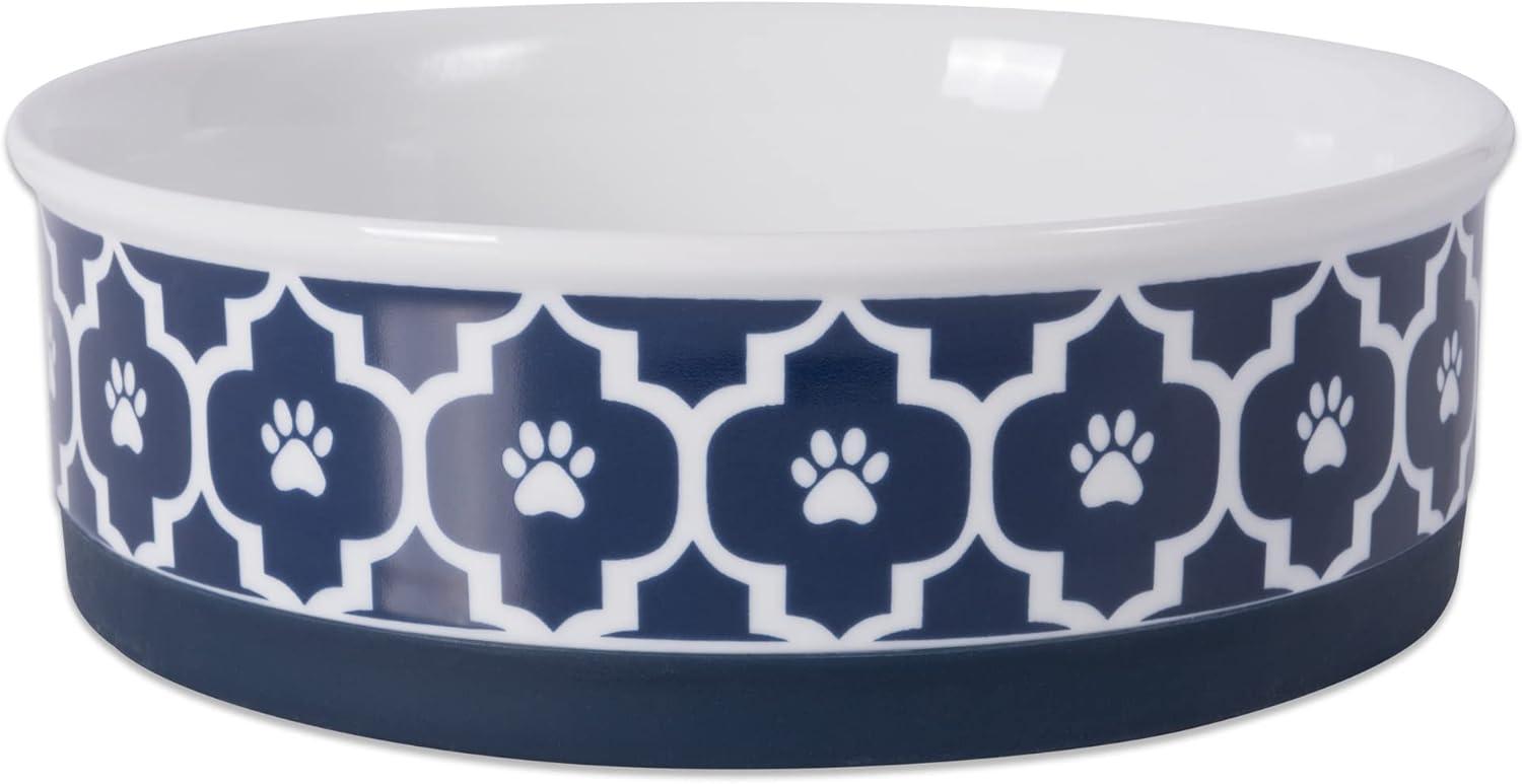 imageBone Dry Lattice Collection Pet Bowl ampamp Canister Single Dish Large 75x24quot Nautical BlueNautical Blue
