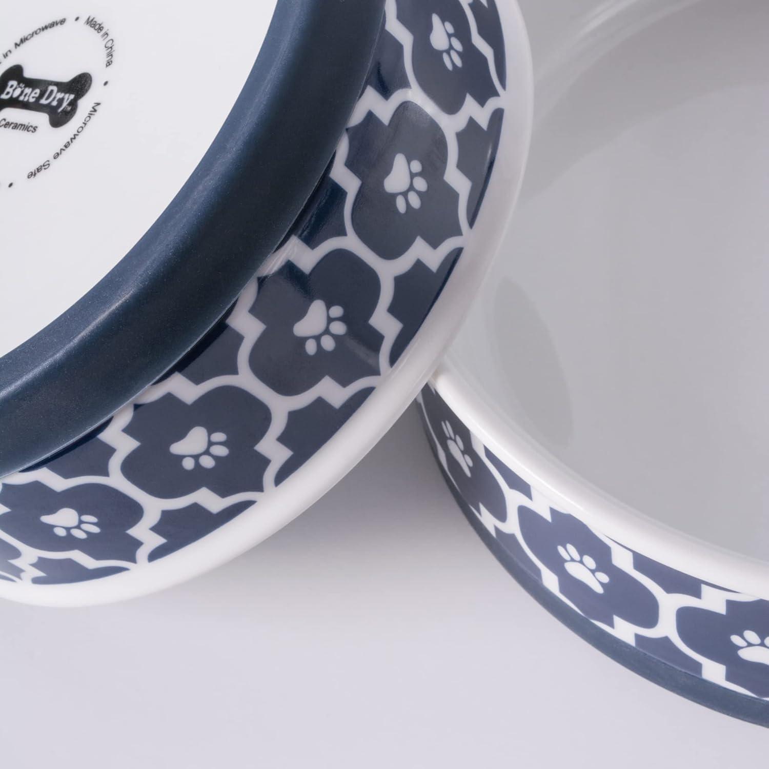 imageBone Dry Lattice Collection Pet Bowl ampamp Canister Single Dish Large 75x24quot Nautical BlueNautical Blue