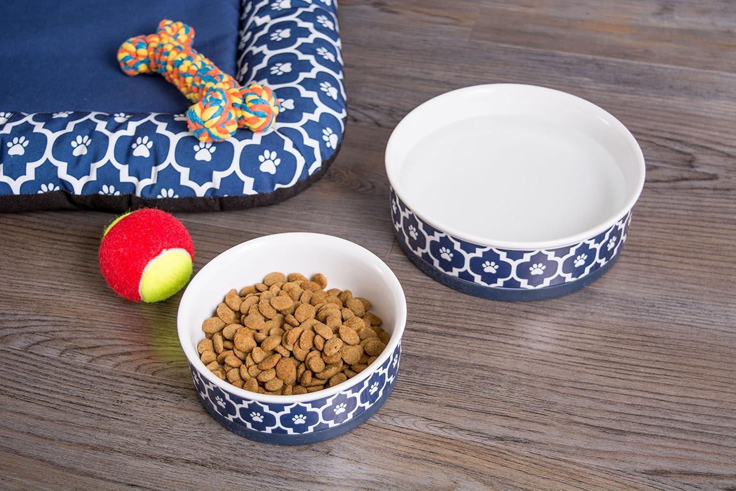 imageBone Dry Lattice Collection Pet Bowl ampamp Canister Single Dish Large 75x24quot Nautical BlueNautical Blue