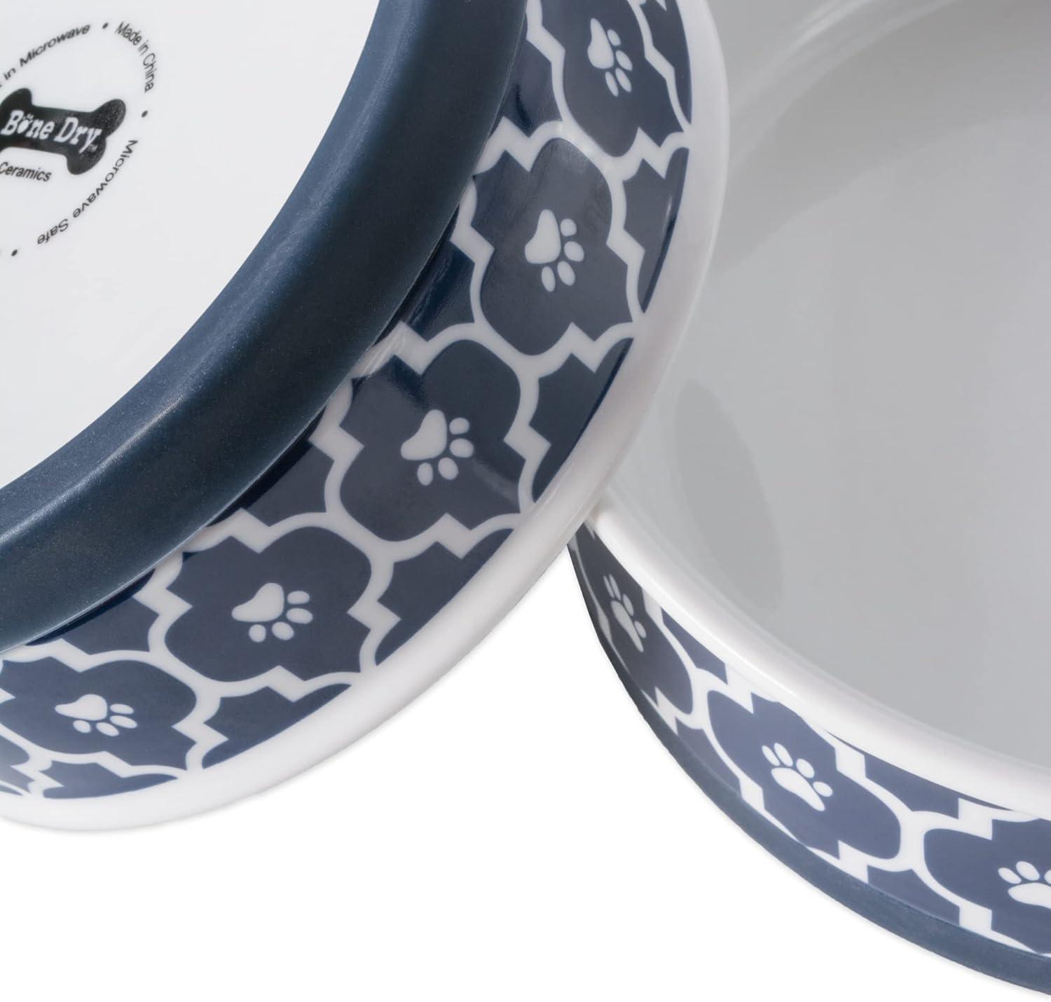 imageBone Dry Lattice Collection Pet Bowl ampamp Canister Single Dish Large 75x24quot Nautical BlueNautical Blue