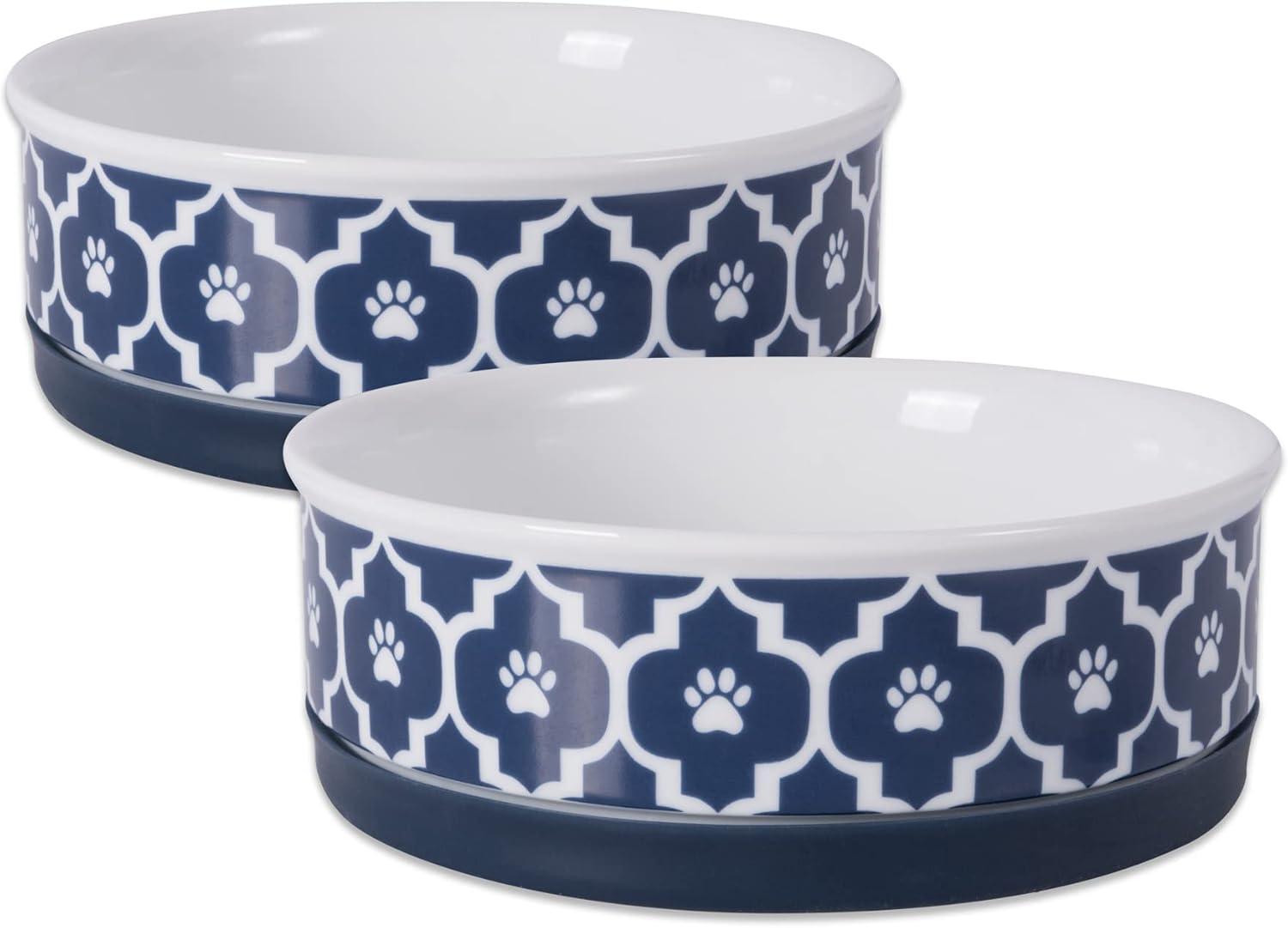 imageBone Dry Lattice Collection Pet Bowl ampamp Canister Single Dish Large 75x24quot Nautical BlueNautical Blue