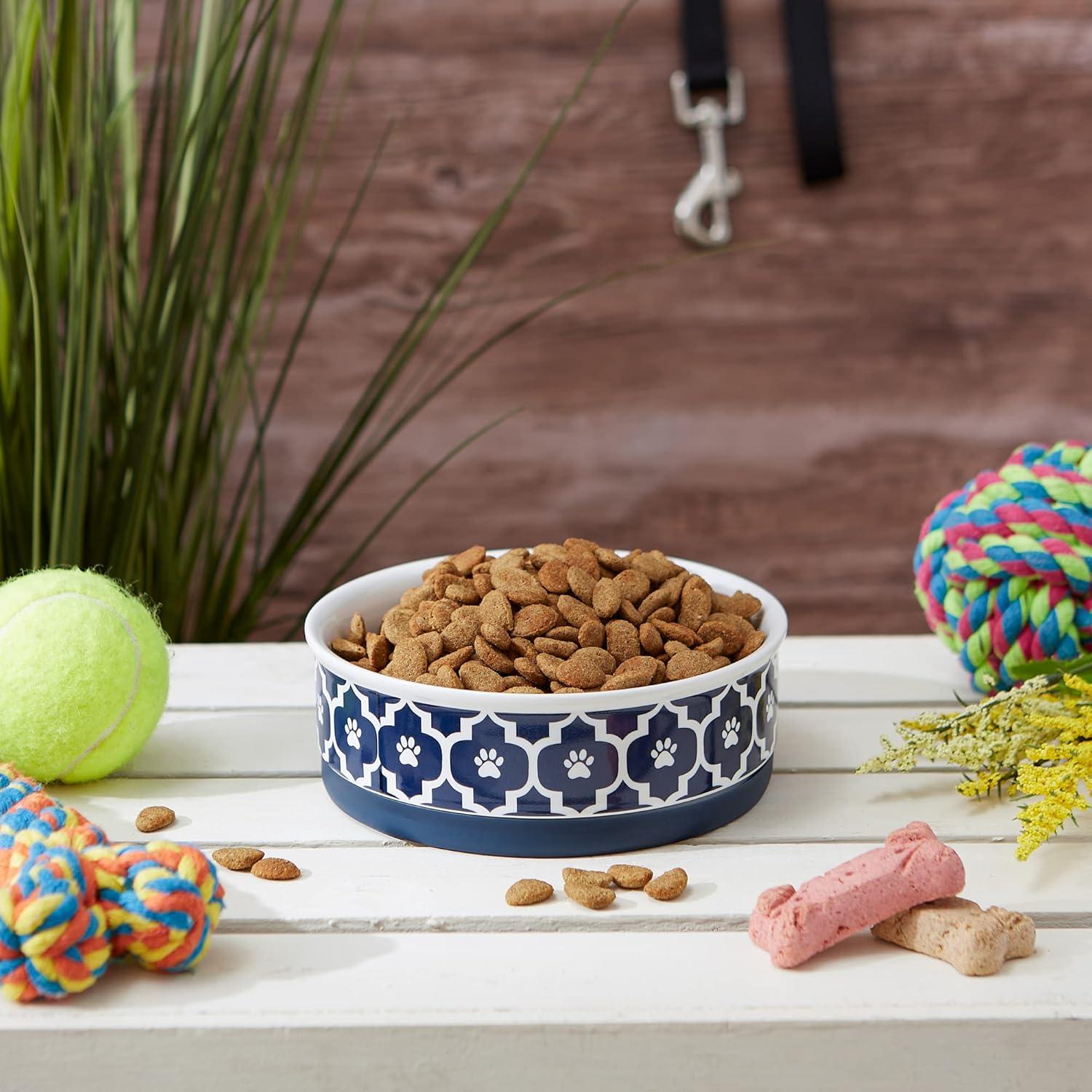 imageBone Dry Lattice Collection Pet Bowl ampamp Canister Single Dish Large 75x24quot Nautical BlueNautical Blue