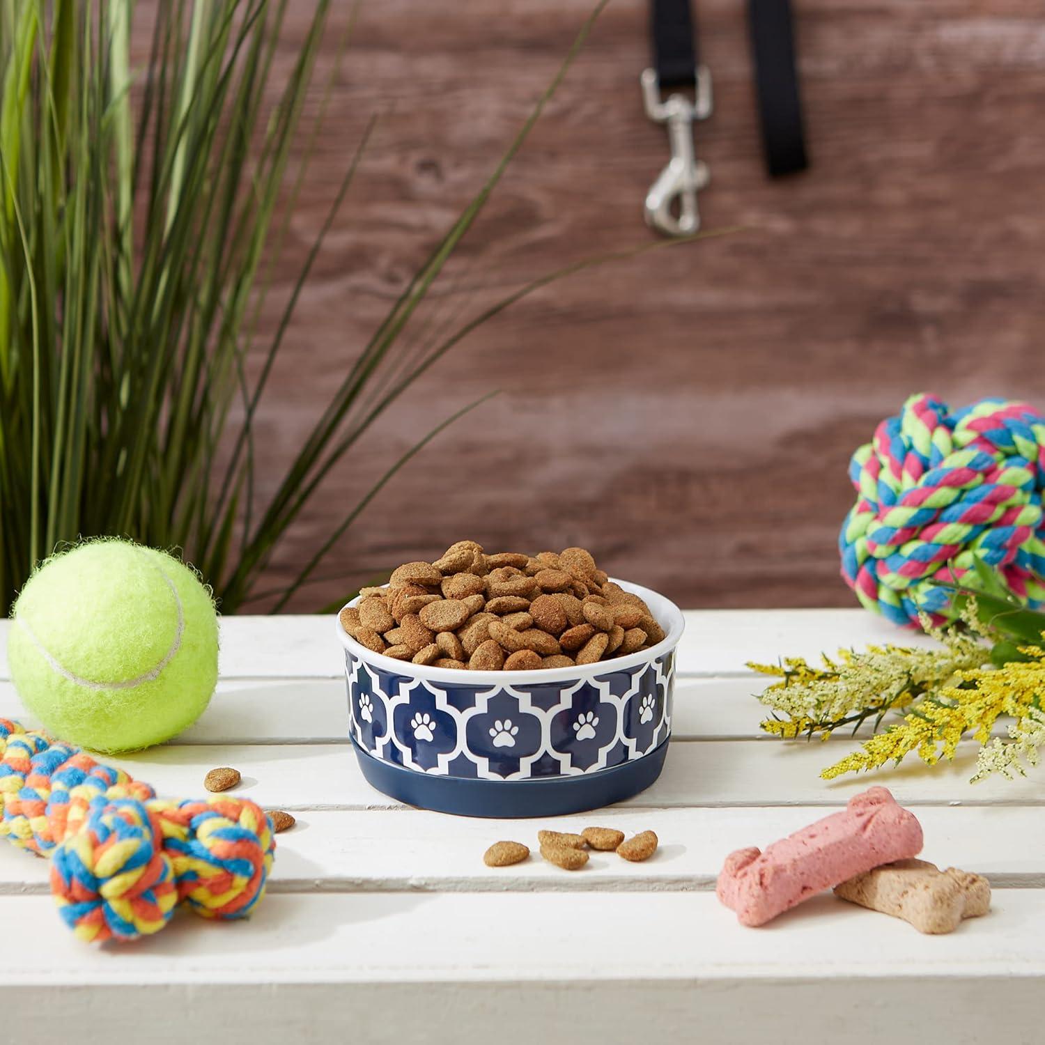 imageBone Dry Lattice Collection Pet Bowl ampamp Canister Single Dish Large 75x24quot Nautical BlueNautical Blue