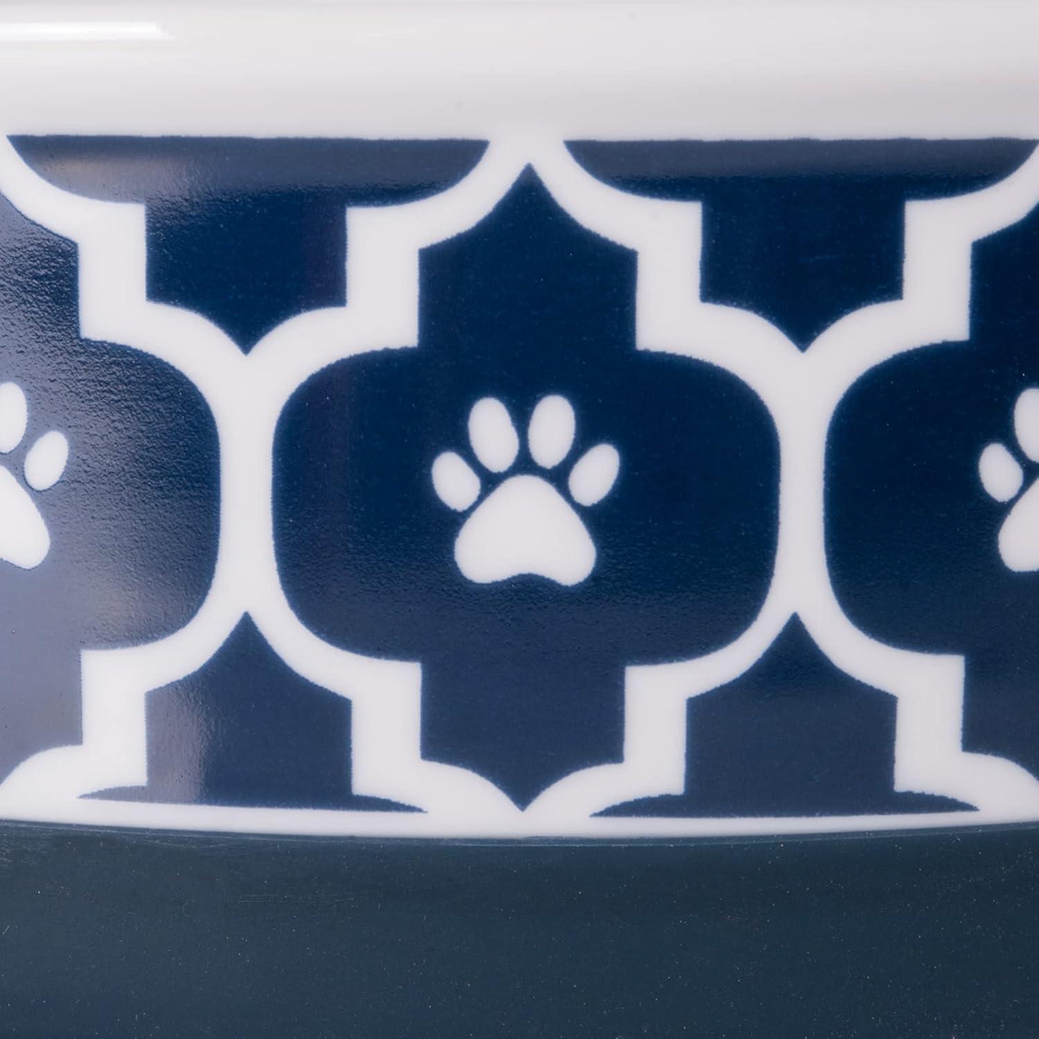 imageBone Dry Lattice Collection Pet Bowl ampamp Canister Single Dish Large 75x24quot Nautical BlueNautical Blue