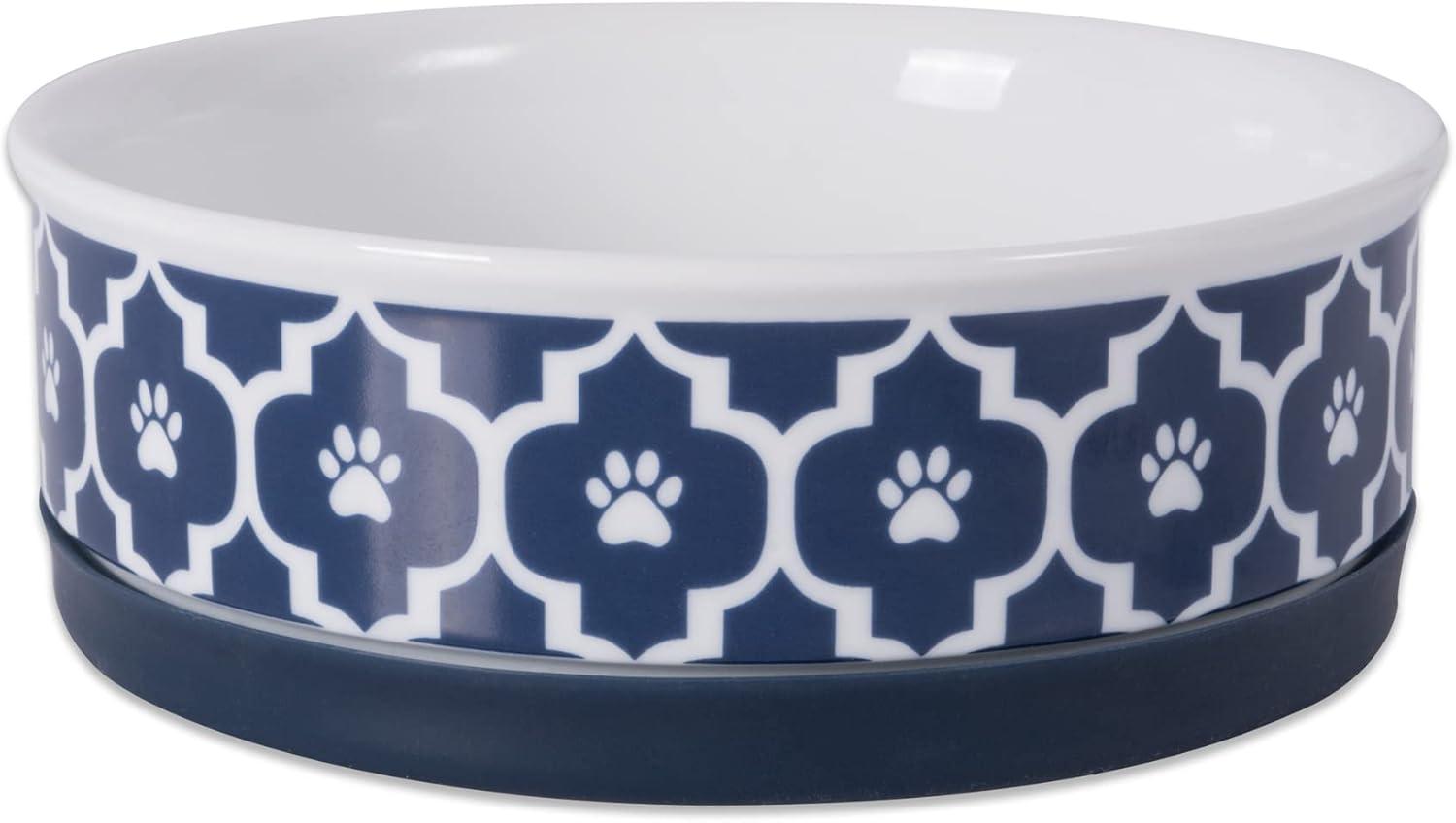 imageBone Dry Lattice Collection Pet Bowl ampamp Canister Single Dish Large 75x24quot Nautical BlueNautical Blue