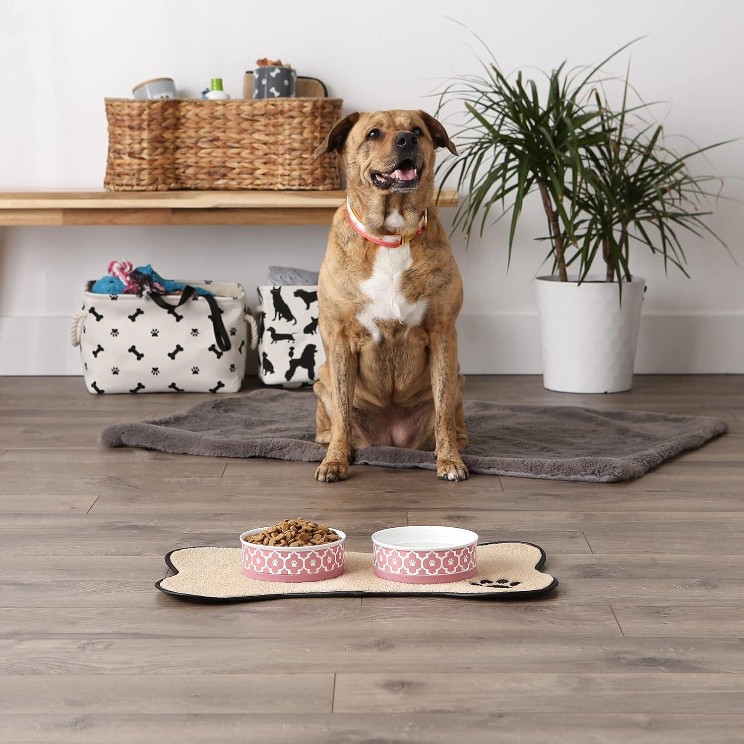 imageBone Dry Lattice Collection Pet Bowl ampamp Canister Single Dish Large 75x24quot Nautical BlueRose