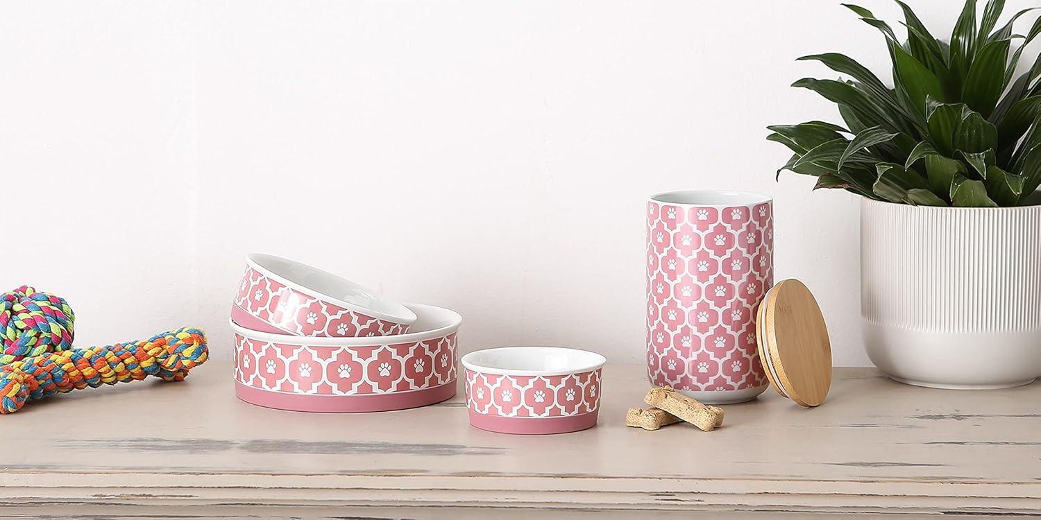 imageBone Dry Lattice Collection Pet Bowl ampamp Canister Single Dish Large 75x24quot Nautical BlueRose