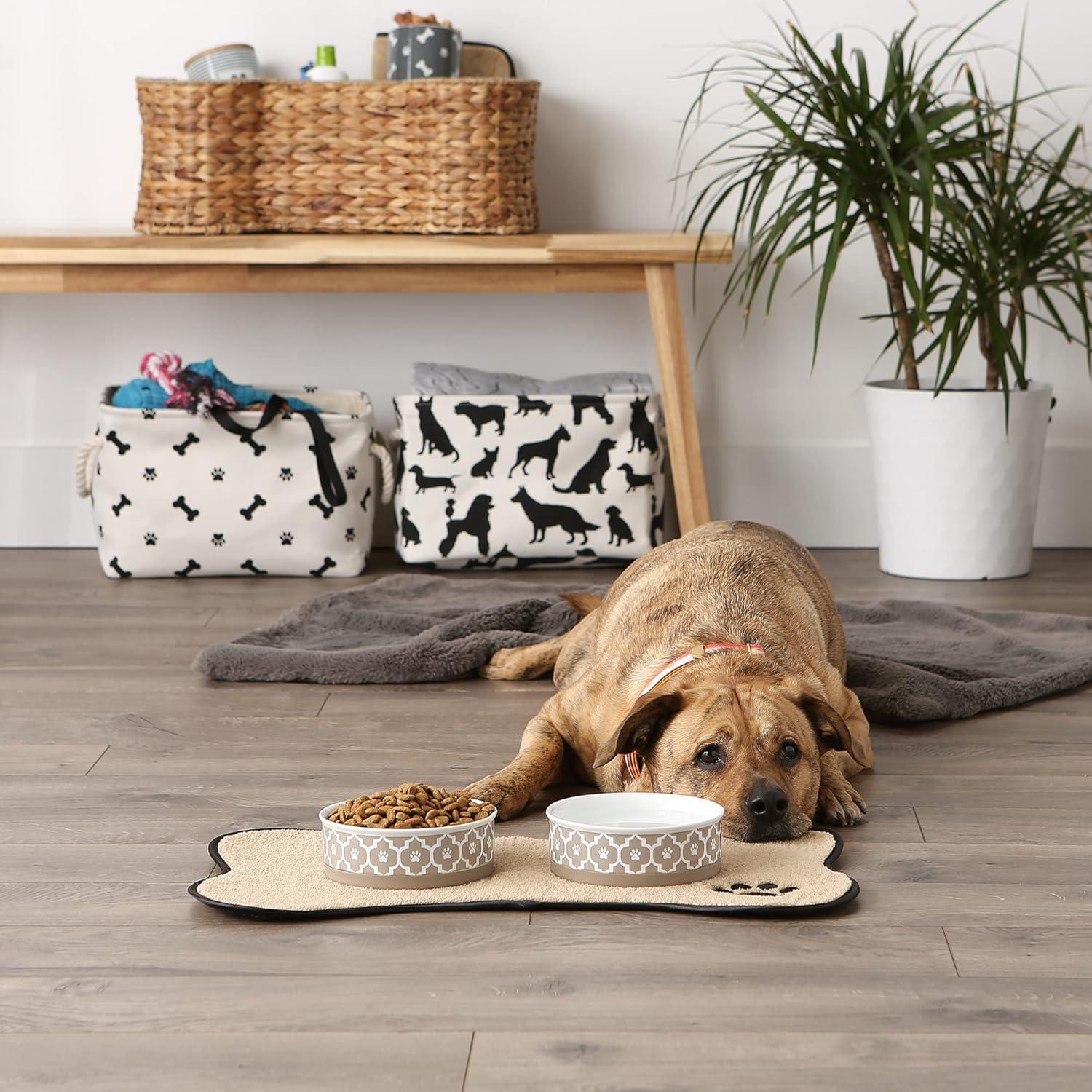 imageBone Dry Lattice Collection Pet Bowl ampamp Canister Single Dish Large 75x24quot Nautical BlueStone