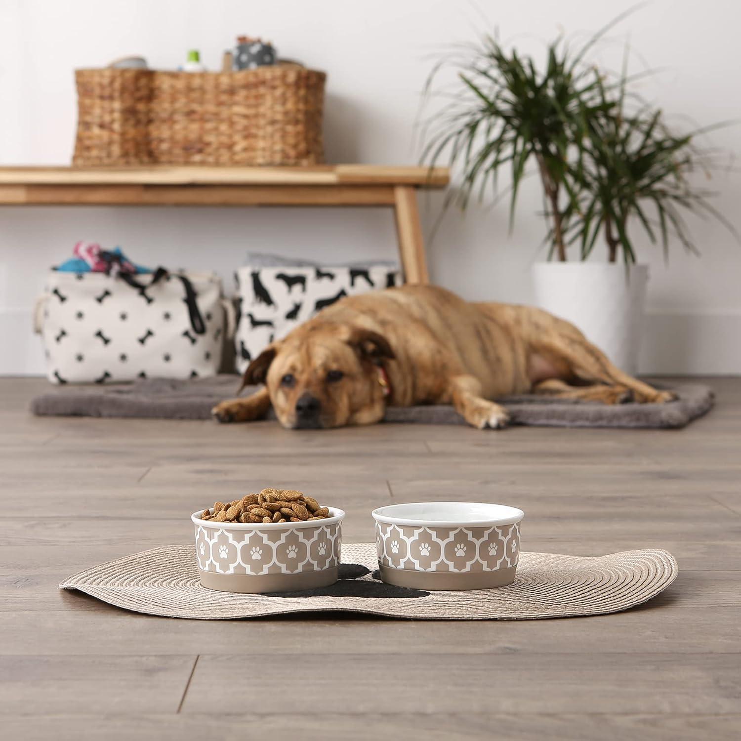 imageBone Dry Lattice Collection Pet Bowl ampamp Canister Single Dish Large 75x24quot Nautical BlueStone