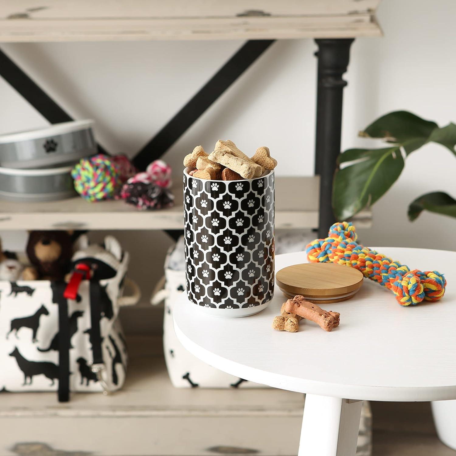 imageBone Dry Lattice Collection Pet Bowl ampamp Canister Treat Canister 4x65quot Nautical BlueBlack