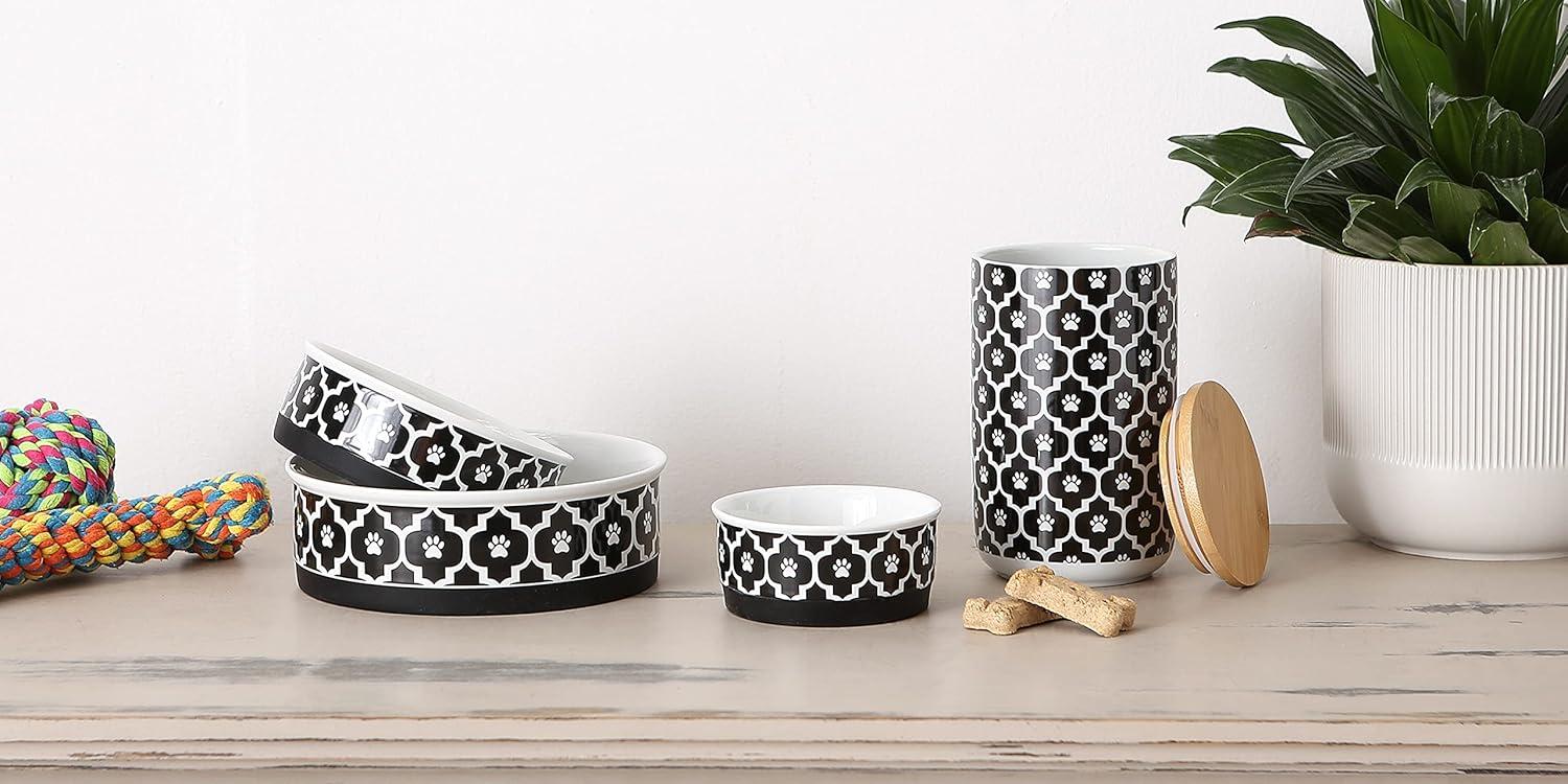 imageBone Dry Lattice Collection Pet Bowl ampamp Canister Treat Canister 4x65quot Nautical BlueBlack