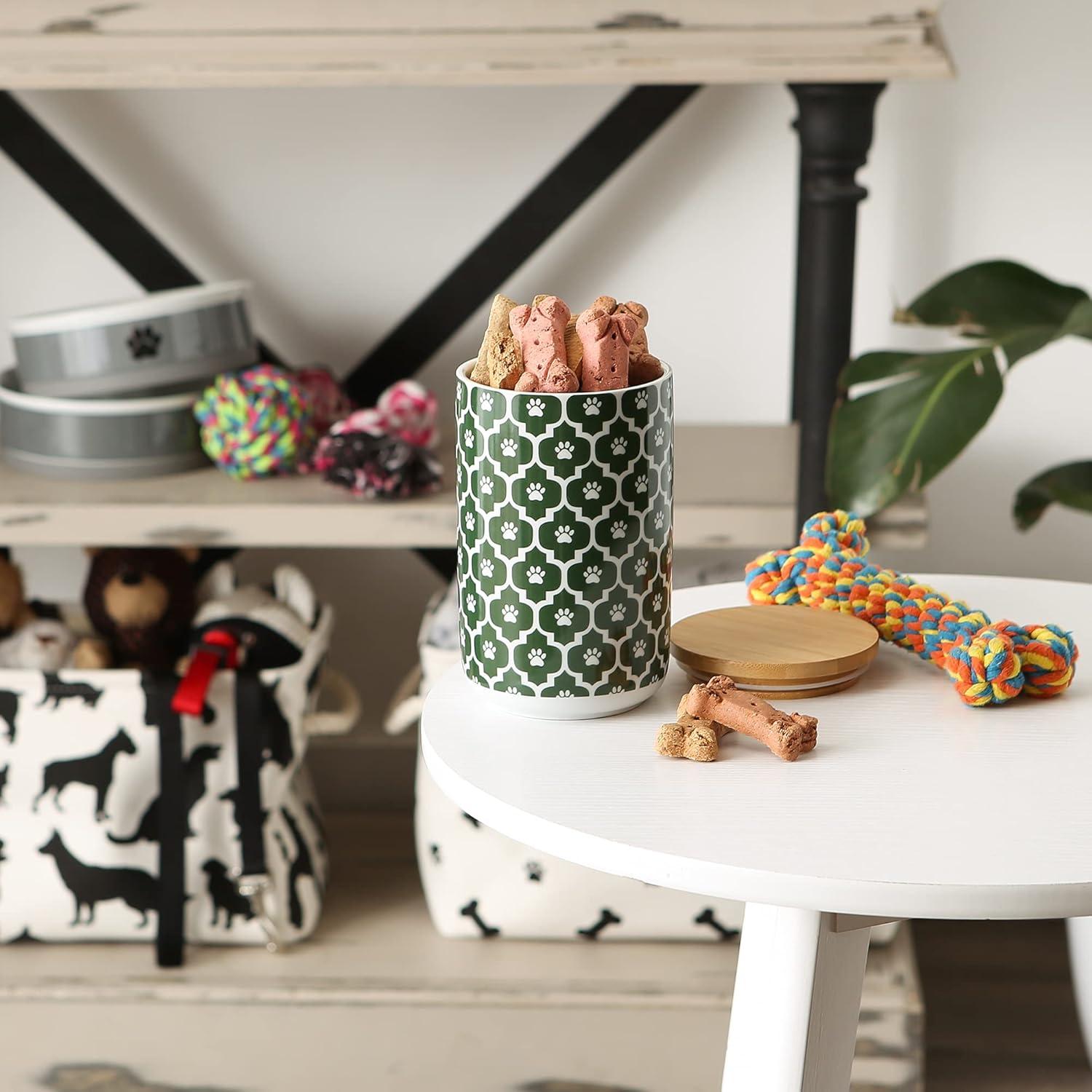 imageBone Dry Lattice Collection Pet Bowl ampamp Canister Treat Canister 4x65quot Nautical BlueHunter Green