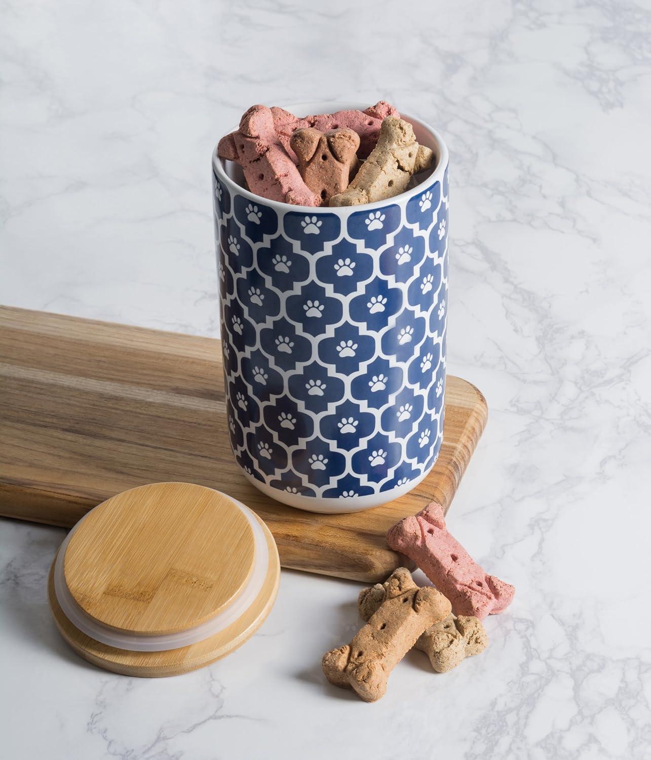 imageBone Dry Lattice Collection Pet Bowl ampamp Canister Treat Canister 4x65quot Nautical BlueNautical Blue