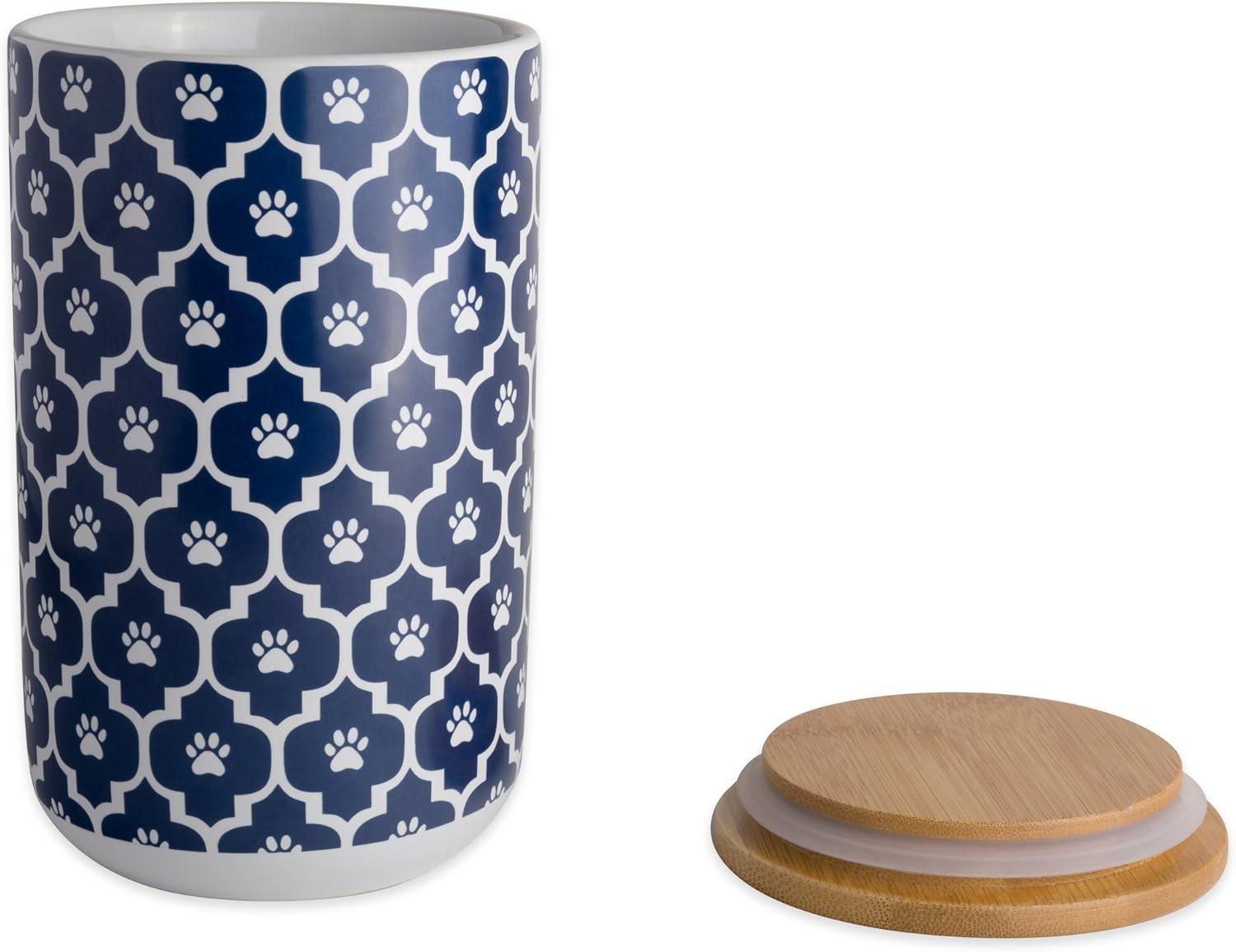 imageBone Dry Lattice Collection Pet Bowl ampamp Canister Treat Canister 4x65quot Nautical BlueNautical Blue