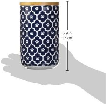 imageBone Dry Lattice Collection Pet Bowl ampamp Canister Treat Canister 4x65quot Nautical BlueNautical Blue