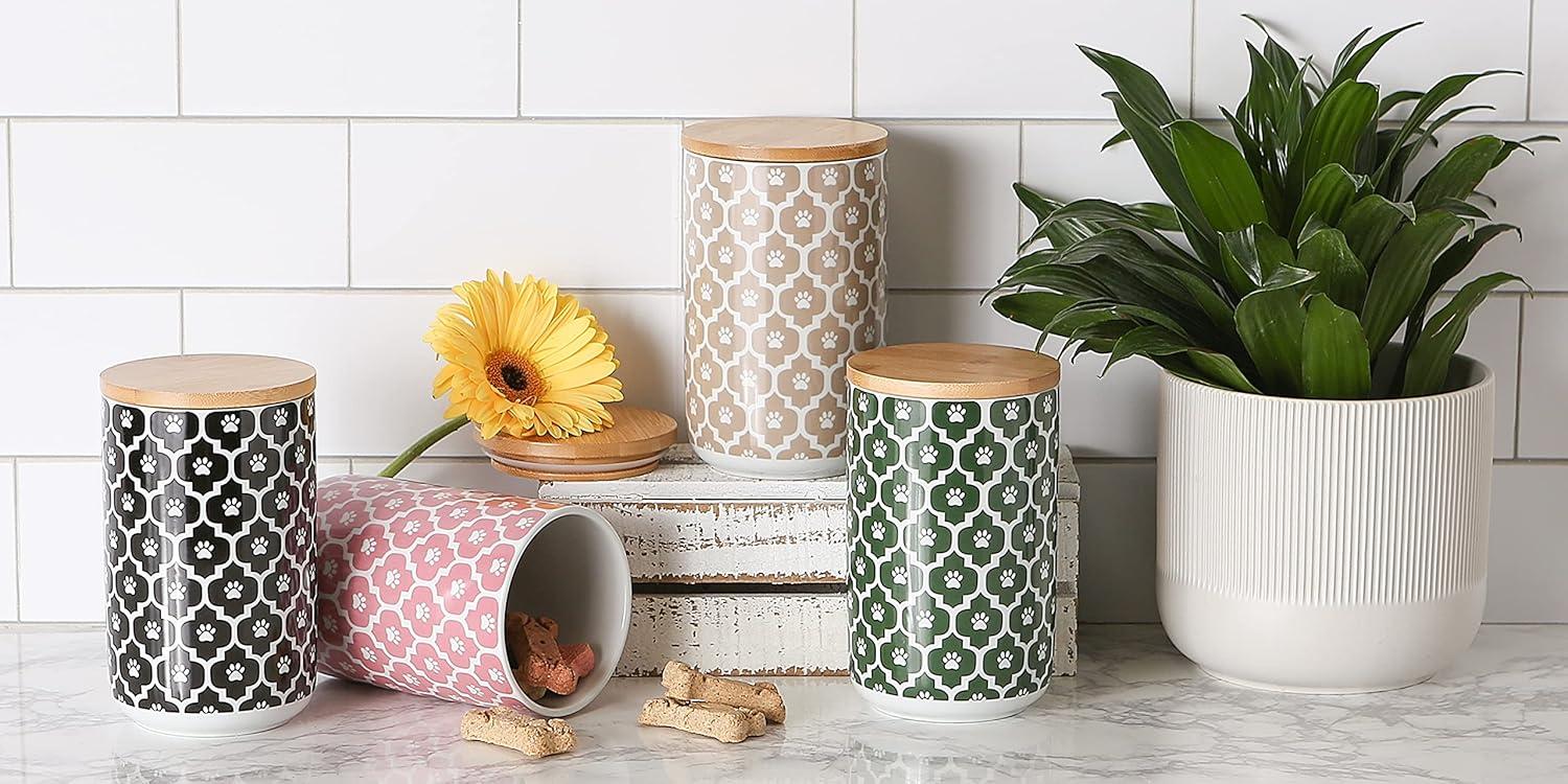 imageBone Dry Lattice Collection Pet Bowl ampamp Canister Treat Canister 4x65quot Nautical BlueRose