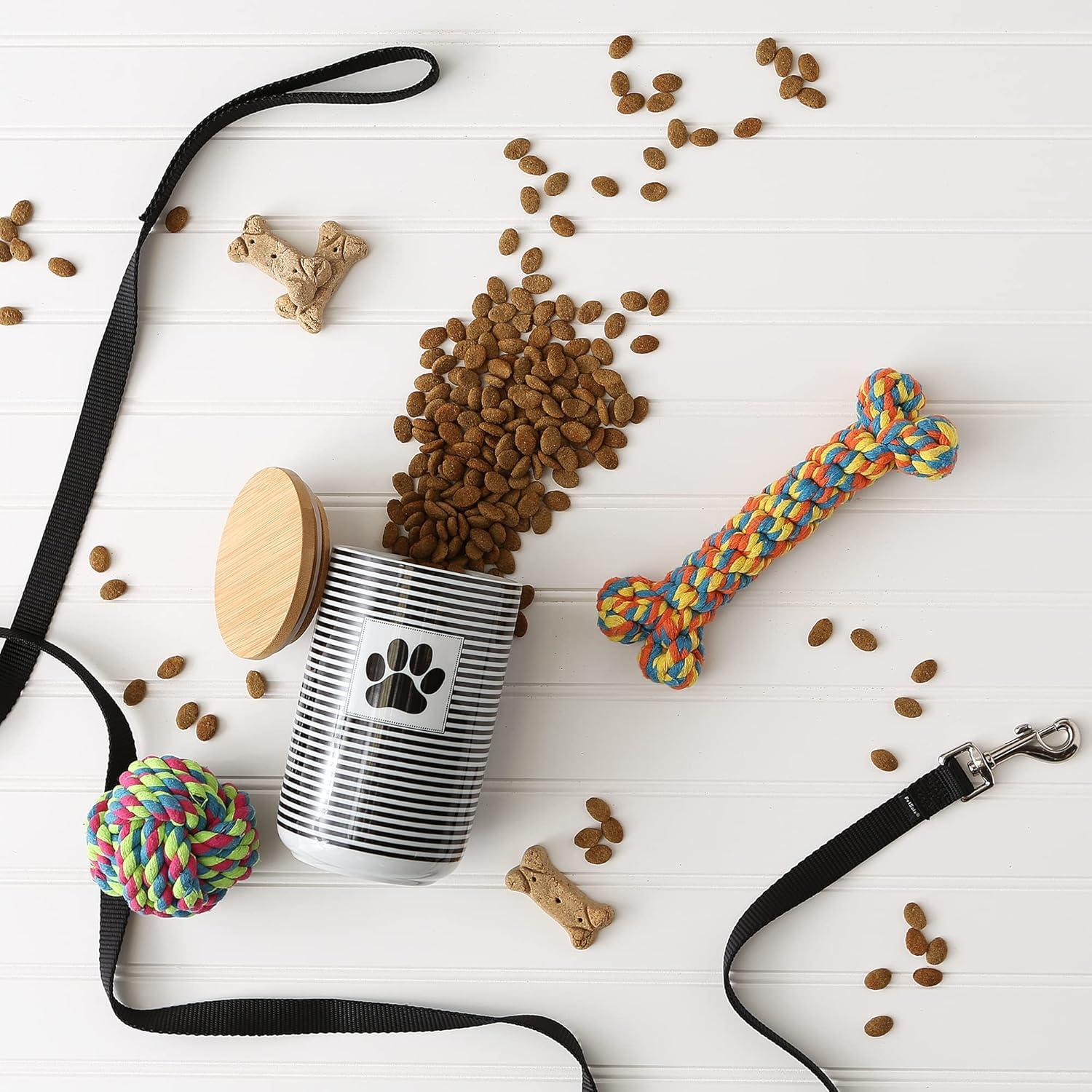imageBone Dry Paw ampamp Patch Ceramic Pet Collection Treat Canister 4x65 GrayBlack Stripe