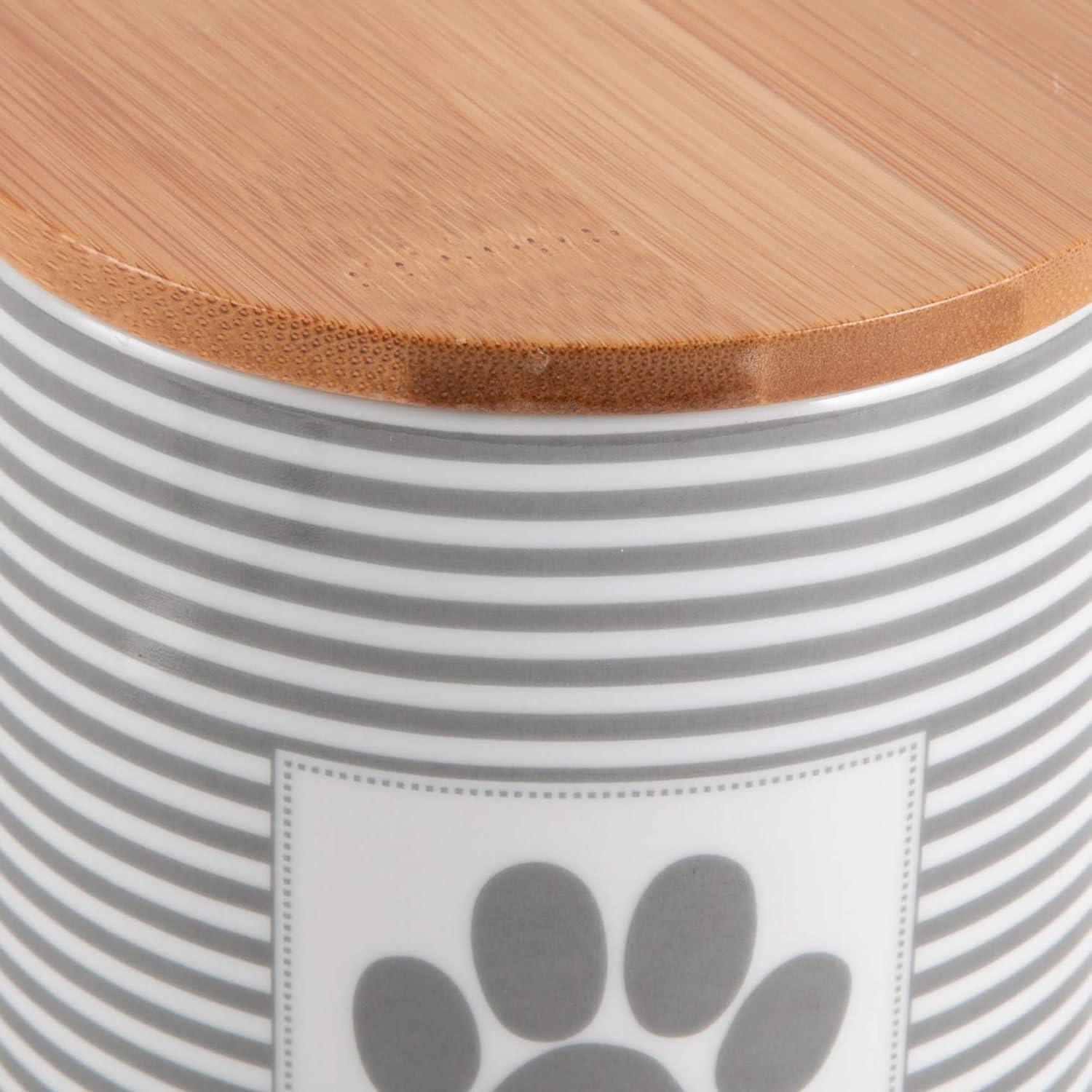 imageBone Dry Paw ampamp Patch Ceramic Pet Collection Treat Canister 4x65 GrayGray Stripe
