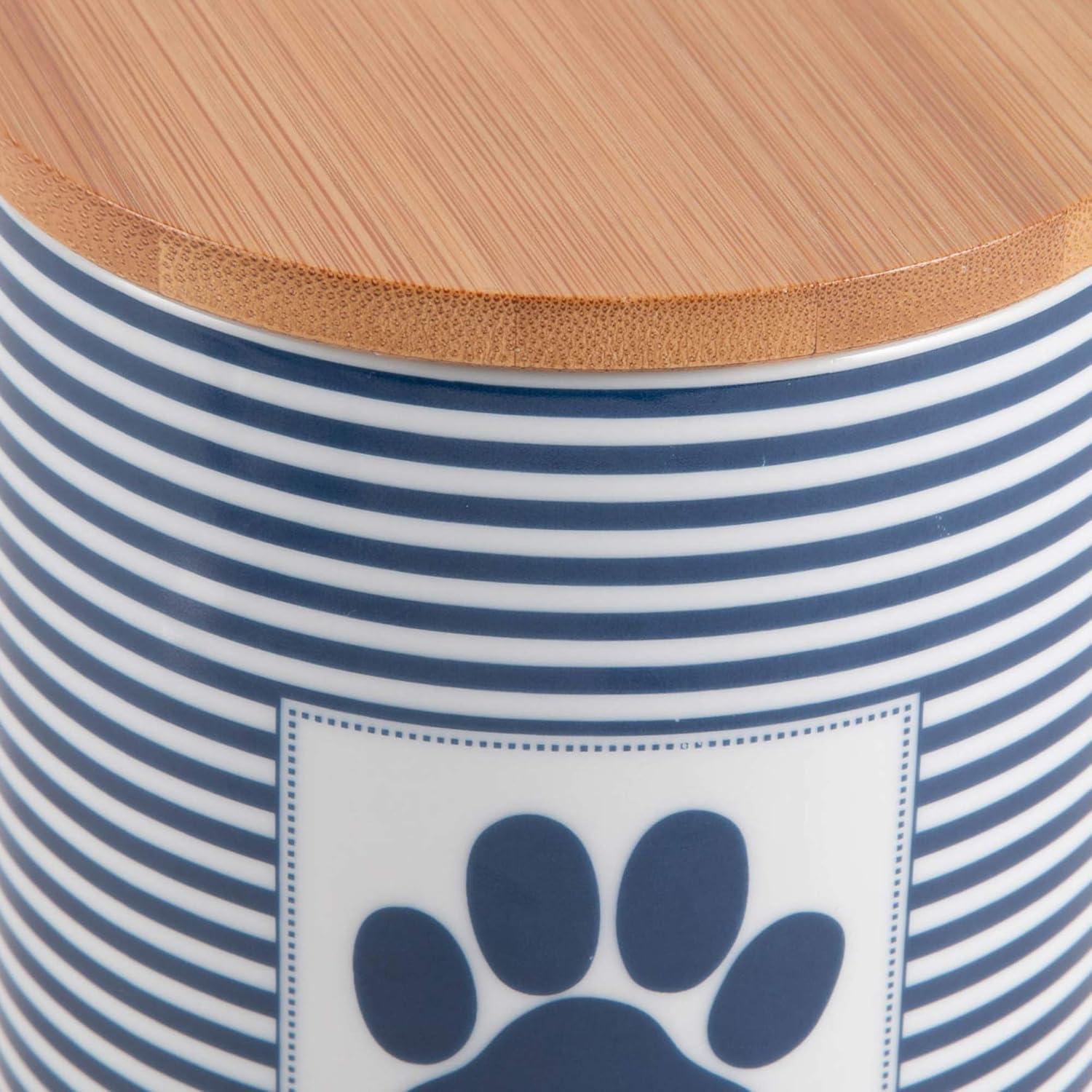 imageBone Dry Paw ampamp Patch Ceramic Pet Collection Treat Canister 4x65 GrayNavy Stripe