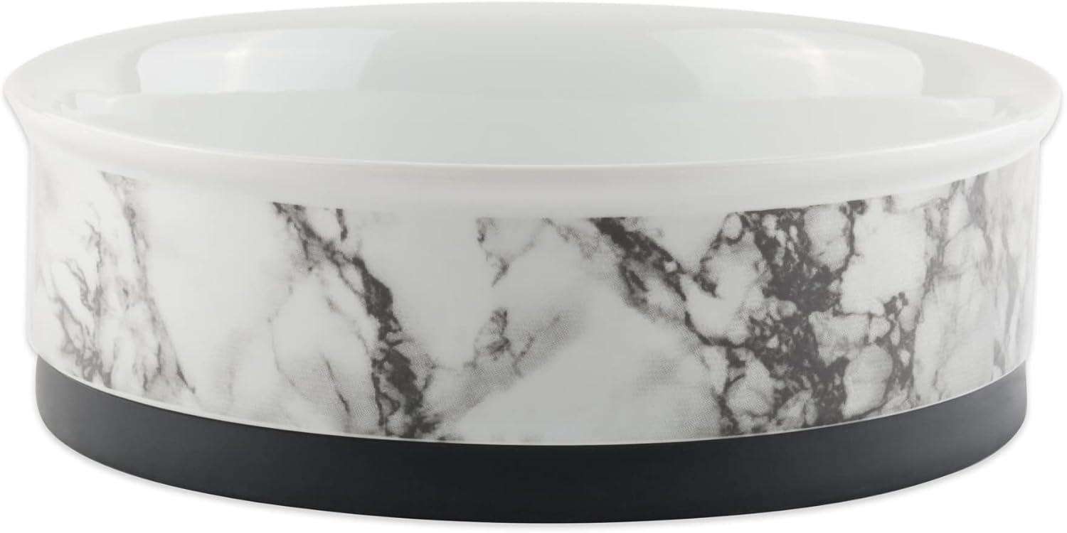 imageBone Dry Pet Bowl Collection Ceramic Set Small Marble 2 Count WhiteWhite