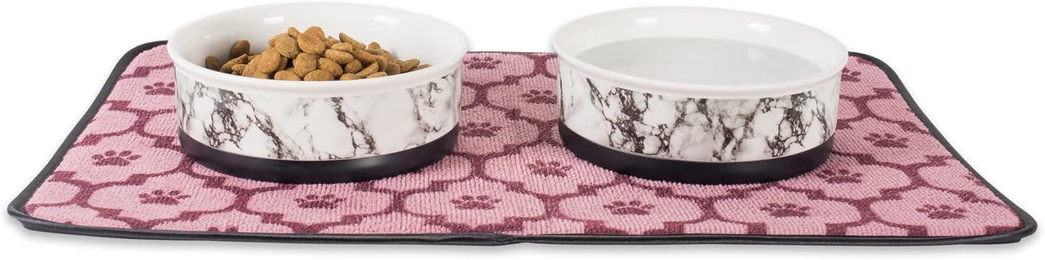 imageBone Dry Pet Bowl Collection Ceramic Set Small Marble 2 Count WhiteWhite