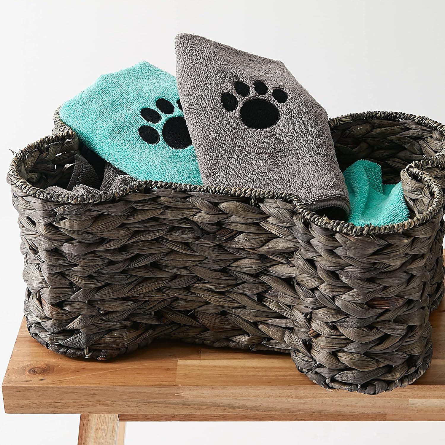 imageBone Dry Pet Grooming Towel Collection Embroidered Absorbent Microfiber Drying Set 15x30 Pink 3 CountGray