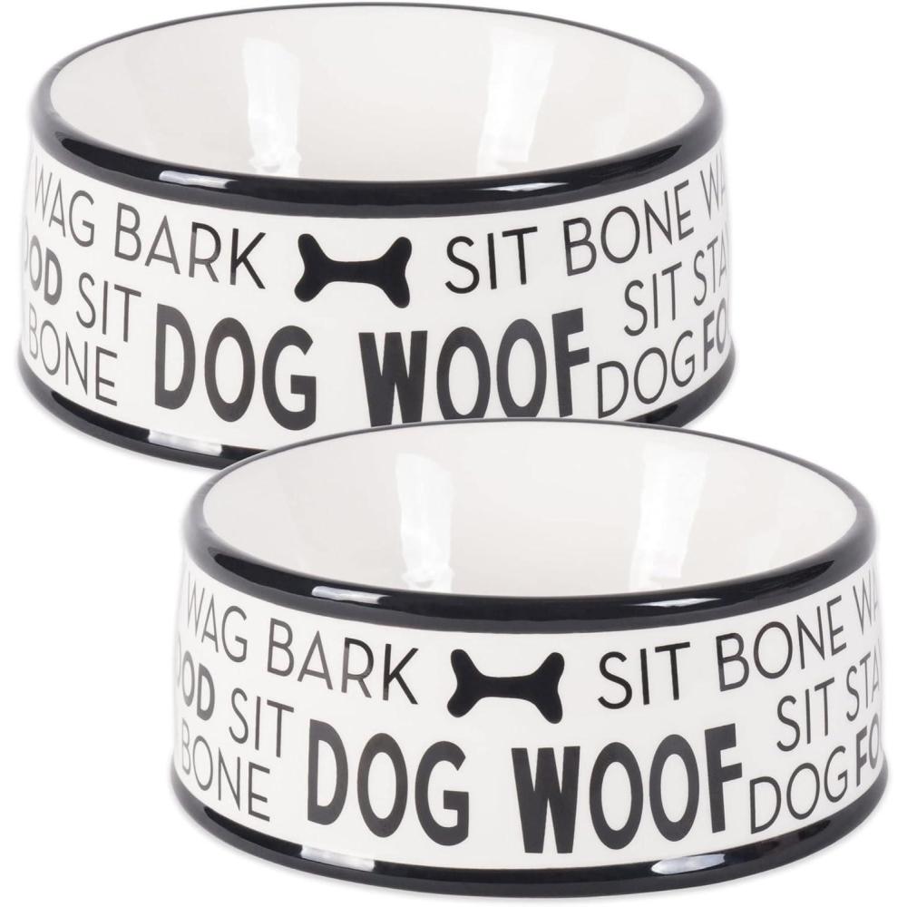 imageBone Dry Dog Bone Ceramic Pet Bowl ampamp Canister Canister 55x55x825 BlackWhiteBlack