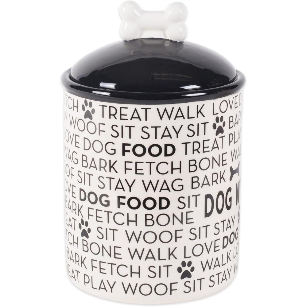 imageBone Dry Dog Bone Ceramic Pet Bowl ampamp Canister Canister 55x55x825 BlackWhiteBlackWhite
