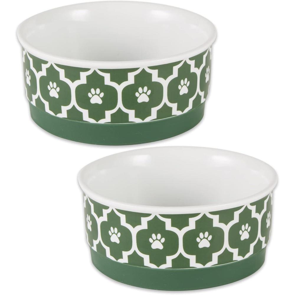 imageBone Dry Lattice Collection Pet Bowl ampamp Canister Large Set 75x24quot Nautical Blue 2 PieceHunter Green