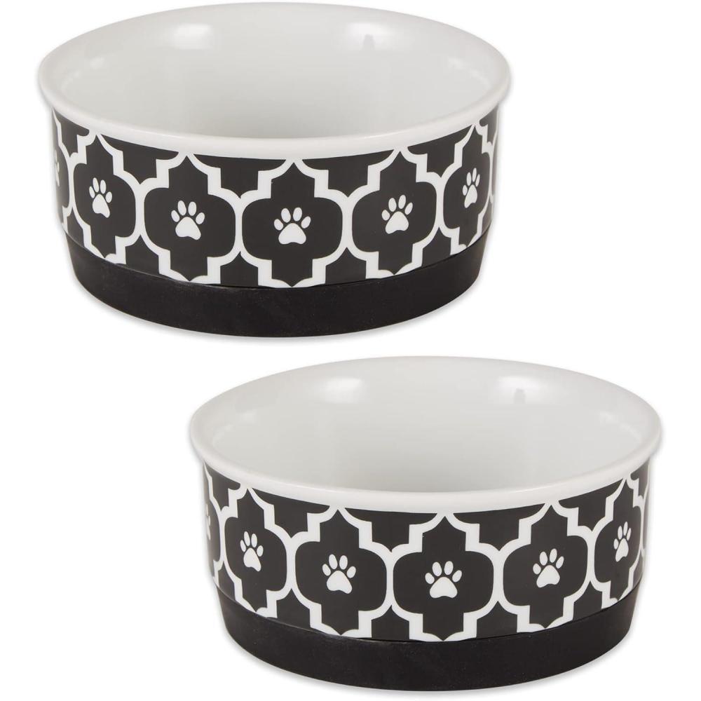 imageBone Dry Lattice Collection Pet Bowl ampamp Canister Single Dish Large 75x24quot Nautical BlueBlack