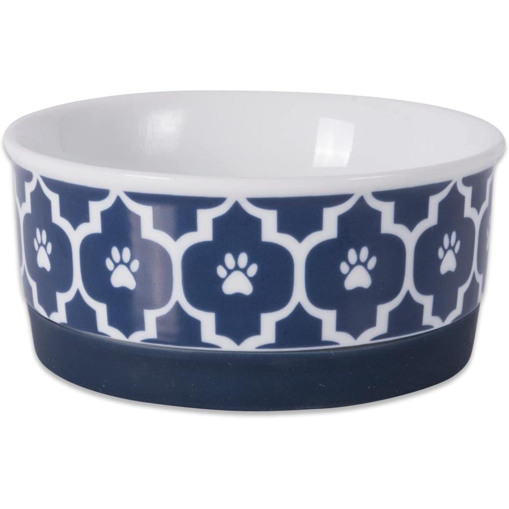 imageBone Dry Lattice Collection Pet Bowl ampamp Canister Single Dish Large 75x24quot Nautical BlueNautical Blue