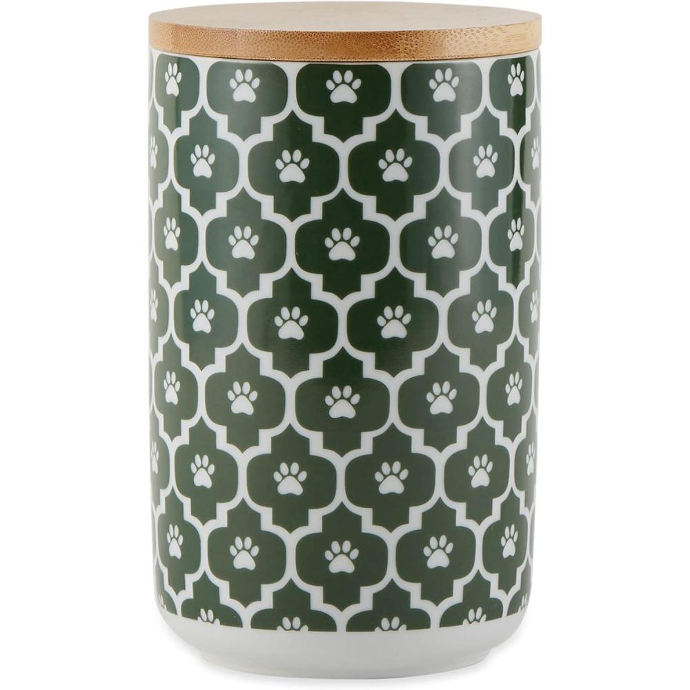 imageBone Dry Lattice Collection Pet Bowl ampamp Canister Treat Canister 4x65quot Nautical BlueHunter Green
