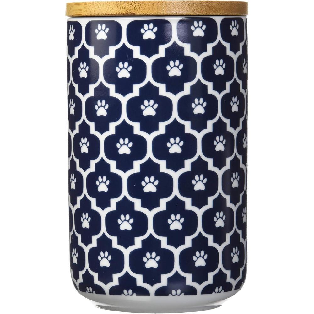 imageBone Dry Lattice Collection Pet Bowl ampamp Canister Treat Canister 4x65quot Nautical BlueNautical Blue