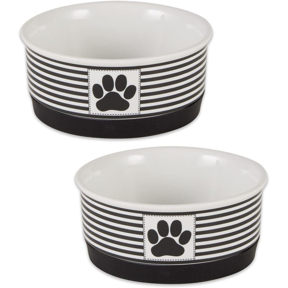 imageBone Dry Paw ampamp Patch Ceramic Pet Collection Large Set 75x24quot Nautical Blue Pack of 2Black