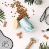 imageBone Dry Ceramic Marble Treat Jar for Pets Dishwasher Safe Dishwasher Safe Bamboo Lid  Push ampamp Twist to Close Canister 4x65 WhiteTeal