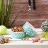 imageBone Dry Lattice Collection Pet Bowl ampamp Canister Single Dish Large 75x24quot Nautical BlueAqua