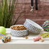 imageBone Dry Lattice Collection Pet Bowl ampamp Canister Single Dish Large 75x24quot Nautical BlueGray