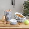 imageBone Dry Lattice Collection Pet Bowl ampamp Canister Single Dish Large 75x24quot Nautical BlueGray