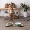 imageBone Dry Lattice Collection Pet Bowl ampamp Canister Single Dish Large 75x24quot Nautical BlueHunter Green