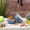 imageBone Dry Lattice Collection Pet Bowl ampamp Canister Single Dish Large 75x24quot Nautical BlueNautical Blue