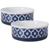 imageBone Dry Lattice Collection Pet Bowl ampamp Canister Single Dish Large 75x24quot Nautical BlueNautical Blue