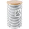 imageBone Dry Paw ampamp Patch Ceramic Pet Collection Treat Canister 4x65 GrayGray Stripe