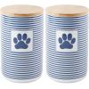 imageBone Dry Paw ampamp Patch Ceramic Pet Collection Treat Canister 4x65 GrayNavy Stripe