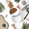 imageBone Dry Pet Bowl Collection Ceramic Set Small Marble 2 Count WhiteBlue